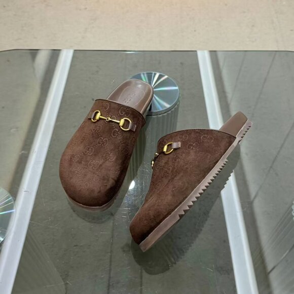 Gucci Brown Suede Mules with Horsebit Detail - Picture 5 of 7